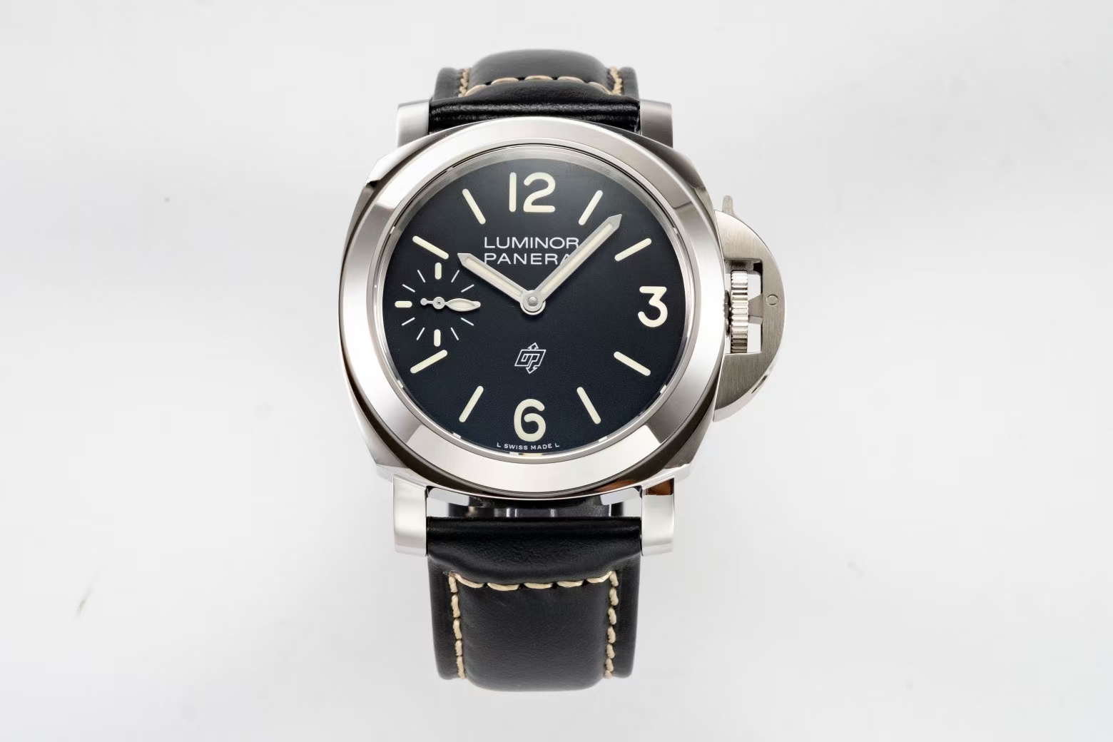 Panerai Luminor Relógio Preto Pele de vitelo Couro vaca