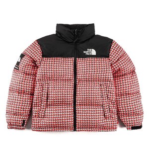 Supreme Clothing Down Jacket First Copy Red White Embroidery Unisex Duck Down