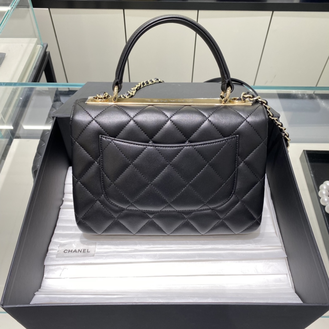 Túi chanel 22SS Trendy CC Flap Bag With Top Handle màu đen lamskin best  quality