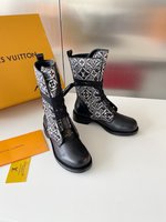 Louis Vuitton Martin Boots Black Calfskin Cowhide Genuine Leather Sheepskin