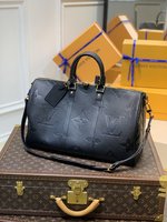 Louis Vuitton LV Keepall Travel Bags Black Empreinte​ M45532
