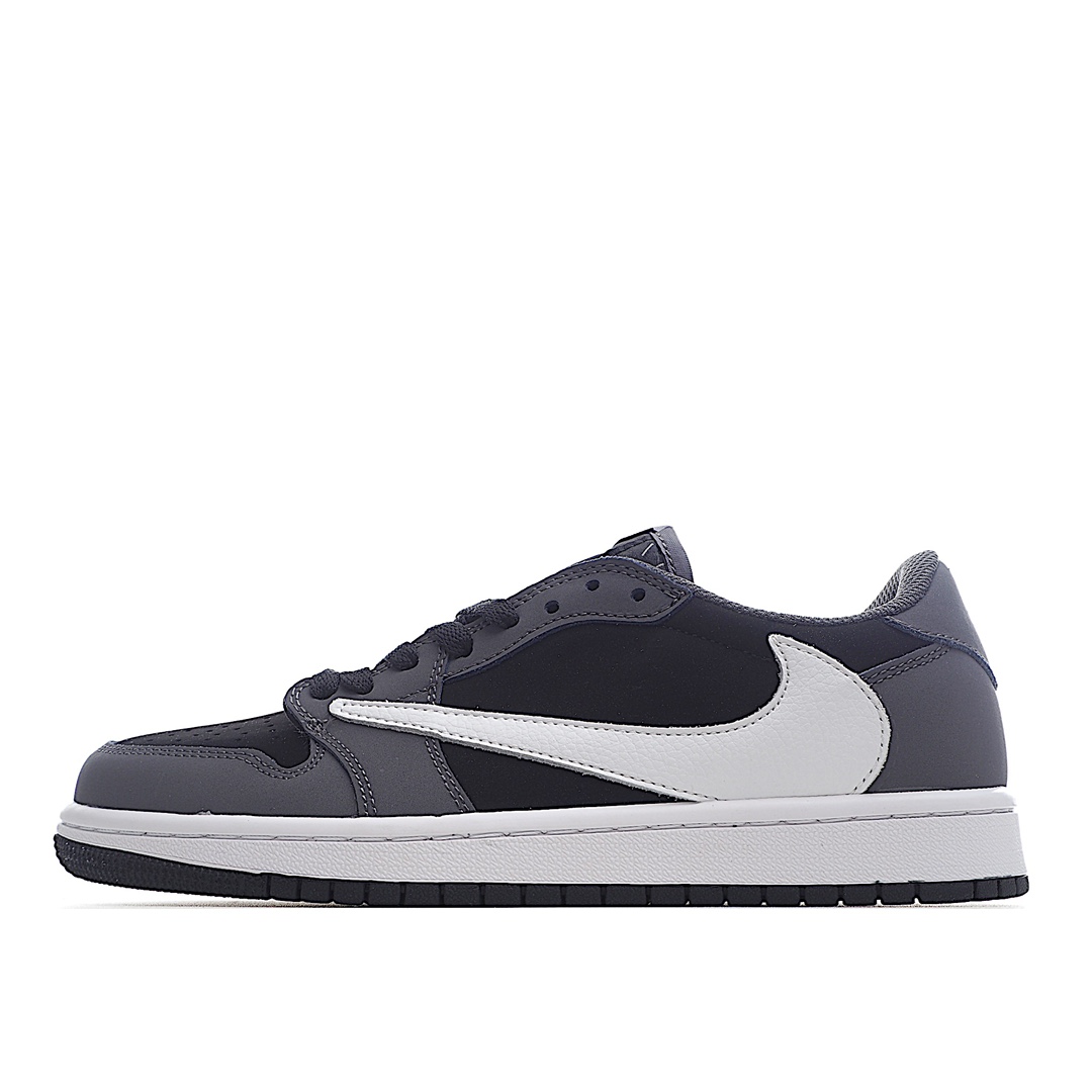 H0 Travis Scott x Air Jordan AJ1 Low TS联名倒勾低帮板鞋 CQ4277-002 亮点之处在于鞋侧的倒置 Swoosh 鞋面以灰色牛巴革及白色荔枝皮的混搭设计 反转Swoosh Logo荔枝头层皮打造 错版灵感来源于洛杉矶球鞋店铺收到一双特别的错版 Air Jordan 1“Gold Toe” 的勾子倒过来 之后抄近 H0 00美元 研发出反向勾的设计