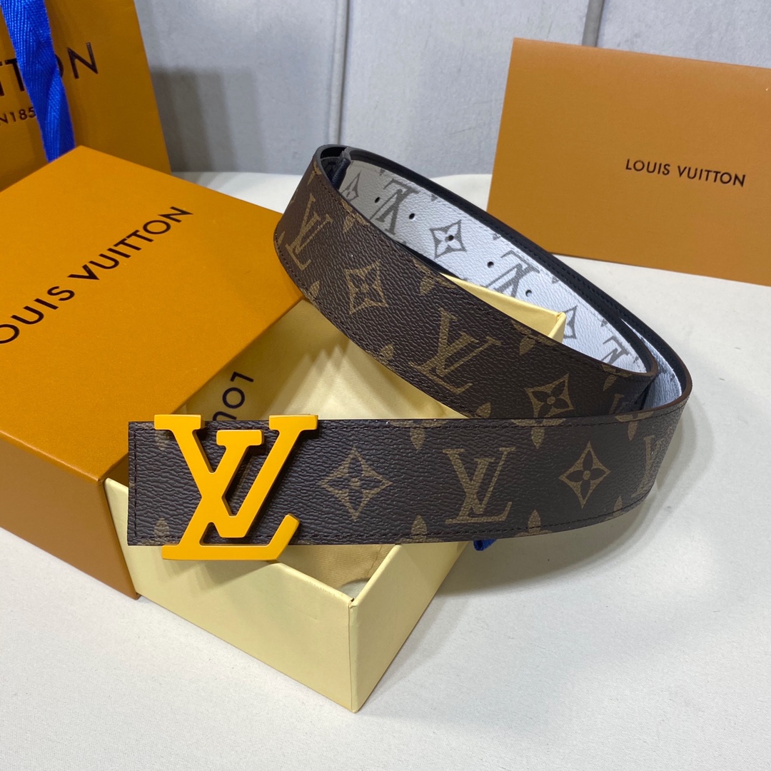 Louis Vuitton Belts Replica 1:1 High Quality
 Black Orange White Splicing Men Canvas