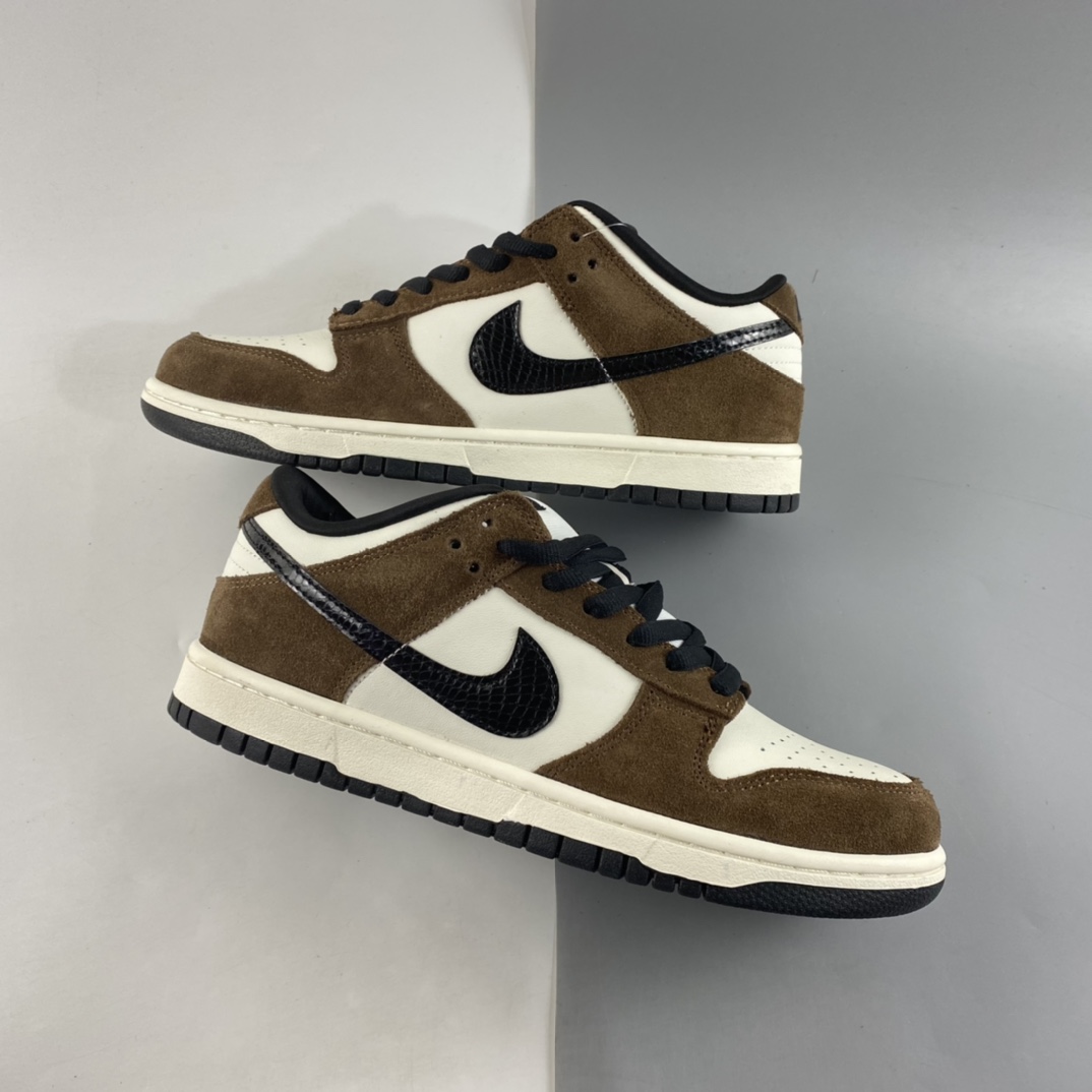 P220  NIKE SB Dunk Low Pro ”Trail End Brown”“翻毛棕白黑蛇纹”扣篮系列低帮休闲运动滑板板鞋 304292-102