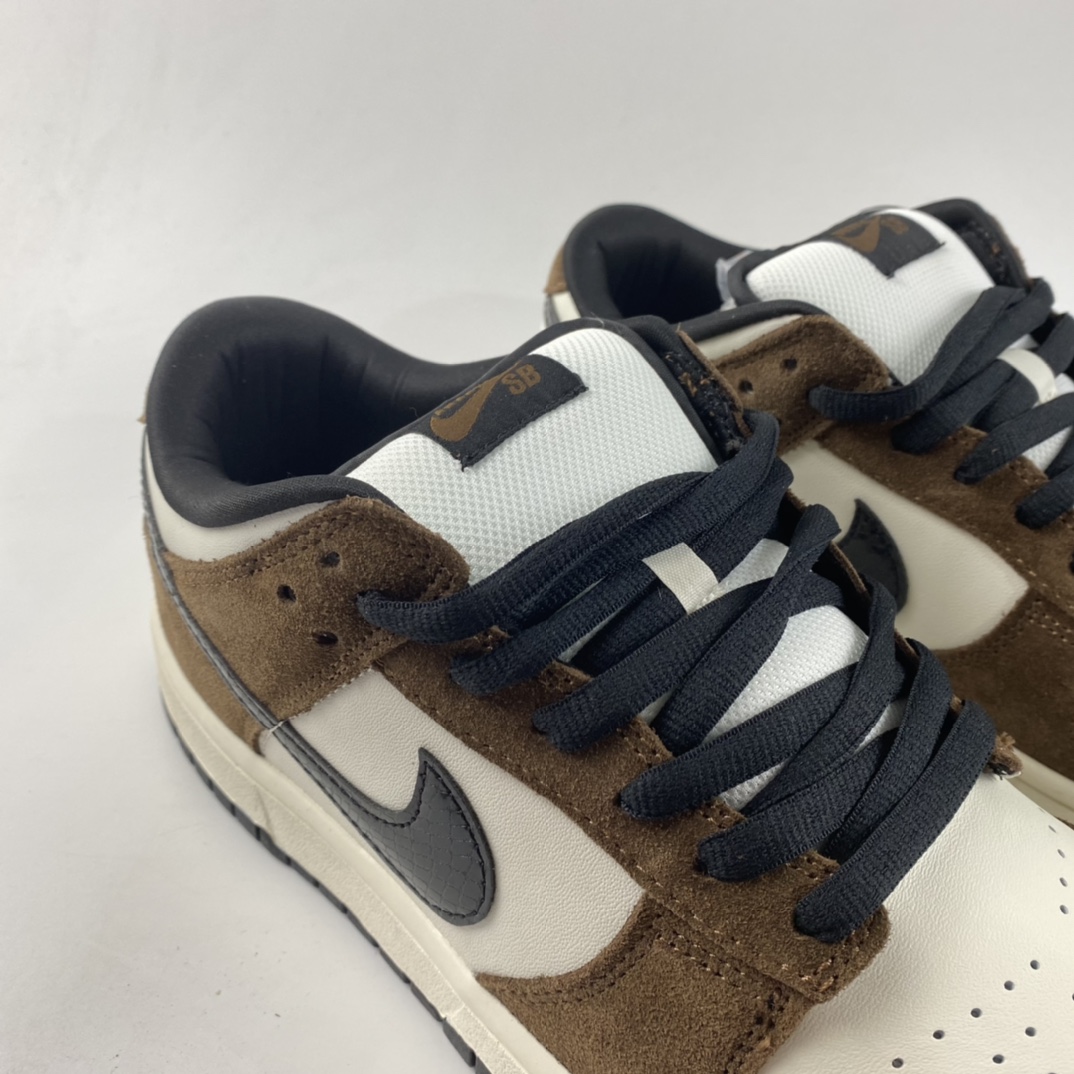 P220  NIKE SB Dunk Low Pro ”Trail End Brown”“翻毛棕白黑蛇纹”扣篮系列低帮休闲运动滑板板鞋 304292-102