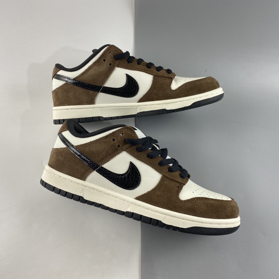 P220  NIKE SB Dunk Low Pro ”Trail End Brown”“翻毛棕白黑蛇纹”扣篮系列低帮休闲运动滑板板鞋 304292-102