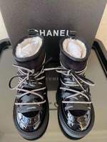 Chanel Snow Boots Calfskin Cowhide Wool