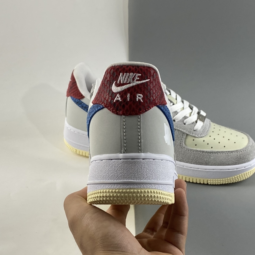 P200 发售 Undefeated x NIKE Air Force 1 Low 灰蓝红 蛇纹 詹姆斯同款 空军一号低帮休闲板鞋 DM8461-001