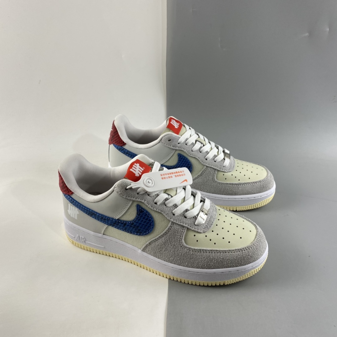 P200 发售 Undefeated x NIKE Air Force 1 Low 灰蓝红 蛇纹 詹姆斯同款 空军一号低帮休闲板鞋 DM8461-001