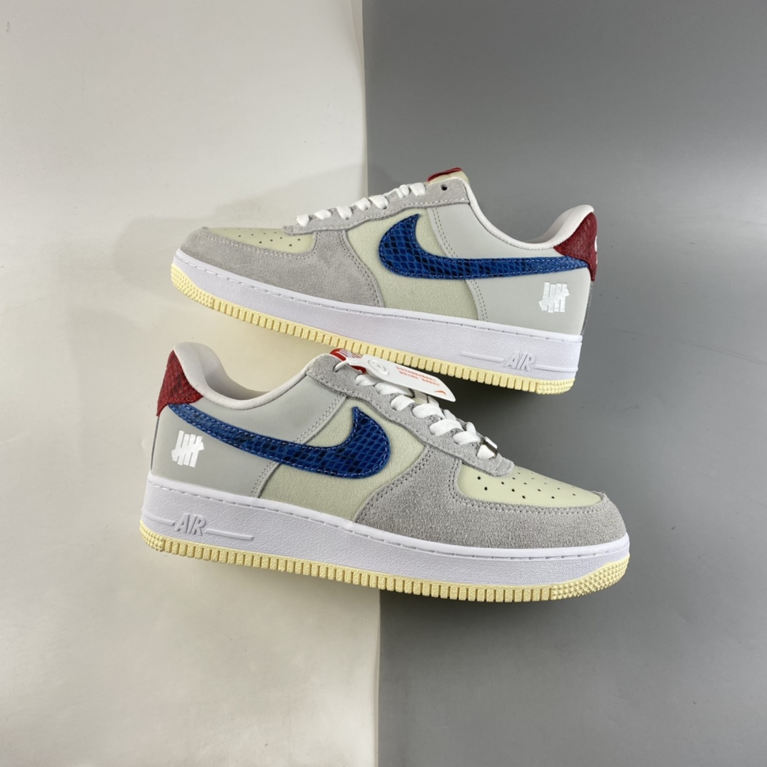 P200 发售 Undefeated x NIKE Air Force 1 Low 灰蓝红 蛇纹 詹姆斯同款 空军一号低帮休闲板鞋 DM8461-001