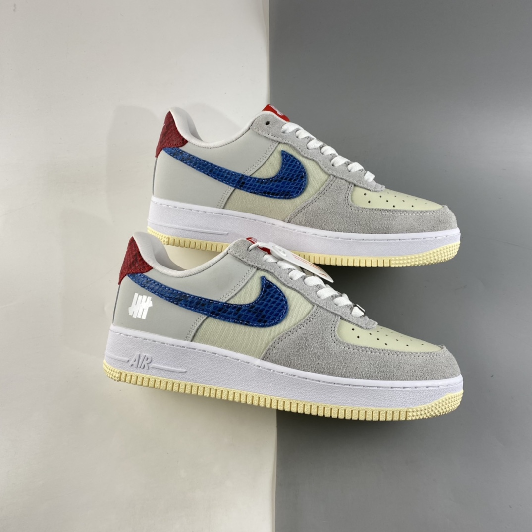 P200 发售 Undefeated x NIKE Air Force 1 Low 灰蓝红 蛇纹 詹姆斯同款 空军一号低帮休闲板鞋 DM8461-001