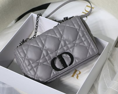 Dior Caro Buy Bags Handbags Grey Embroidery Cowhide Chains