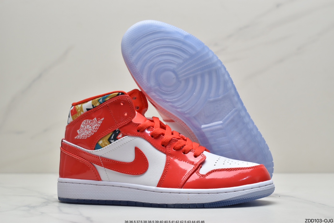 230 Jordan品牌推出全新Air Jordan 1 Mid，采用红色漆皮和几何图案DC7294-600