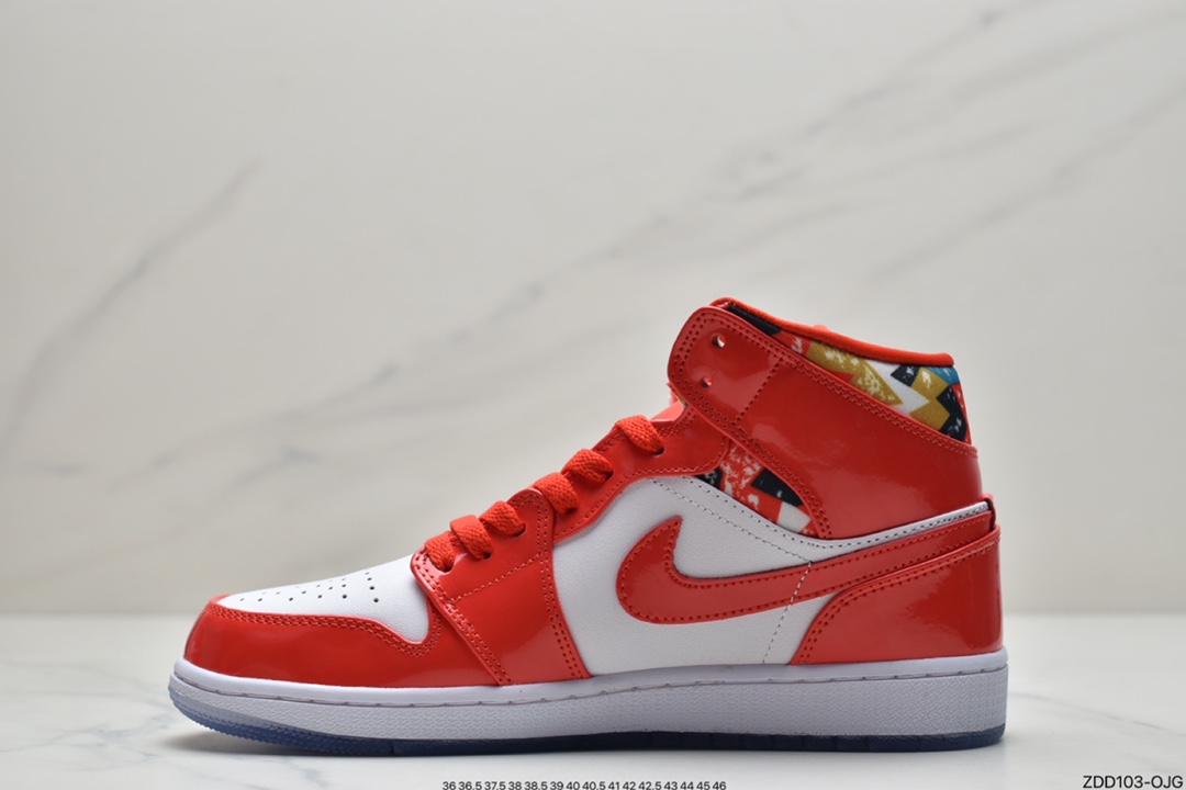 230 Jordan品牌推出全新Air Jordan 1 Mid，采用红色漆皮和几何图案DC7294-600