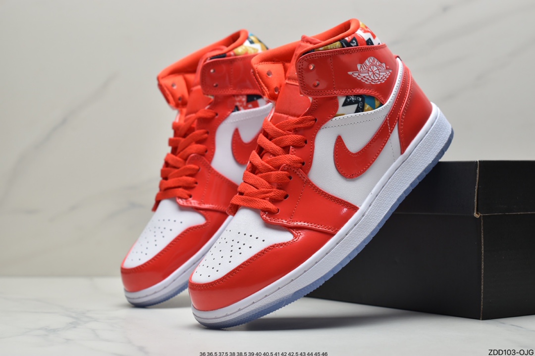 230 Jordan品牌推出全新Air Jordan 1 Mid，采用红色漆皮和几何图案DC7294-600