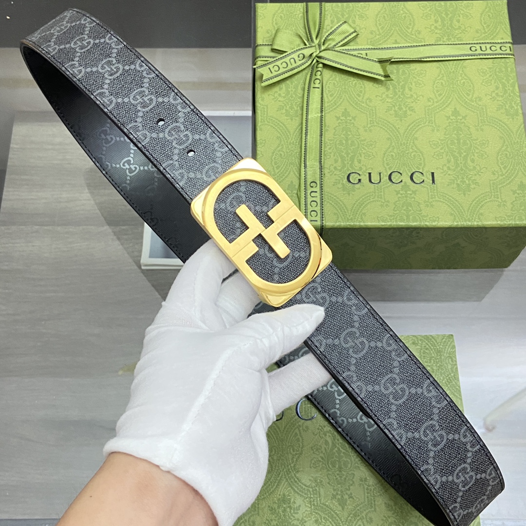 Gucci 古奇  皮带腰带：双面使用专柜质量、百分百头层牛皮、24k钢扣、送人自用首选、保证真皮 包装：请认准图片专柜包装、送打孔器 全套包装 宽度：3.8cm 长度：国标cm-cm 可以自行裁剪