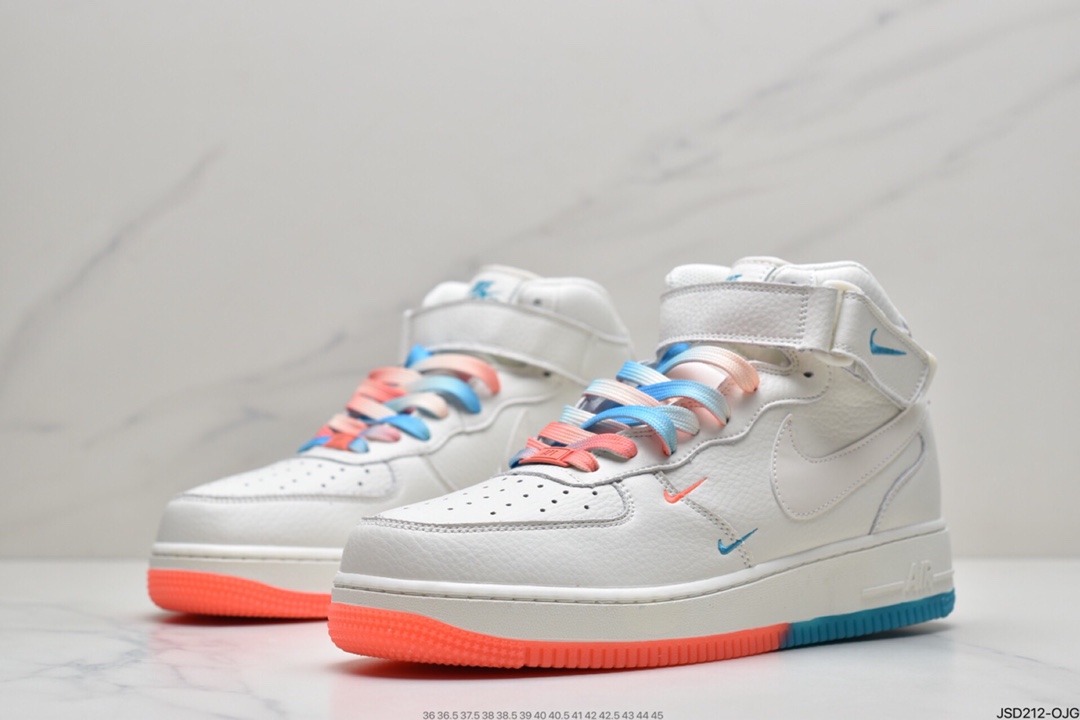 200 耐克Nike Air Force 1 Low ’07 米橙蓝配色高帮空军一号休闲板鞋CT1989-103