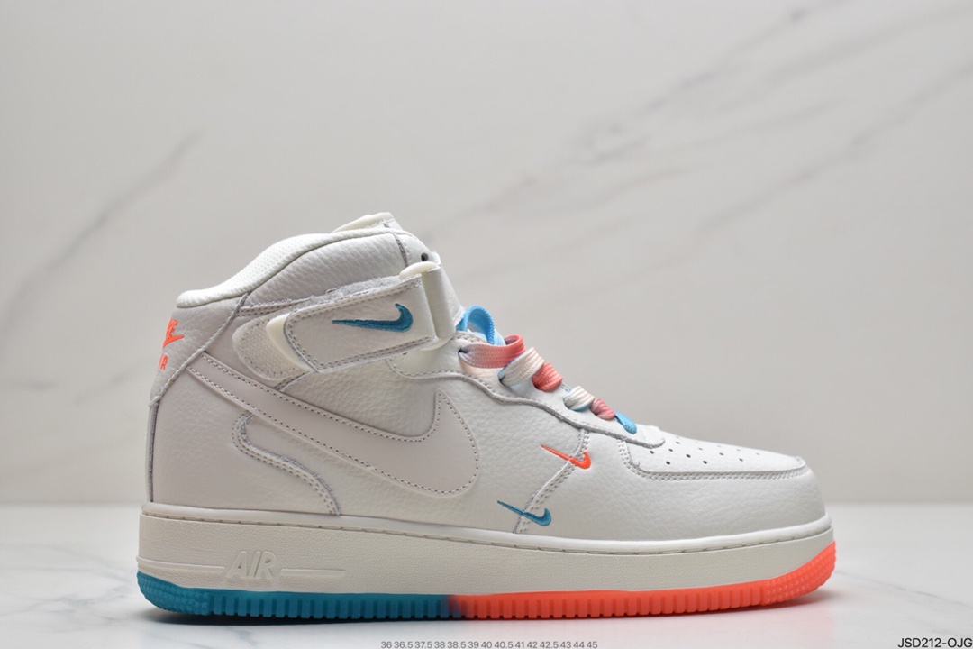 200 耐克Nike Air Force 1 Low ’07 米橙蓝配色高帮空军一号休闲板鞋CT1989-103