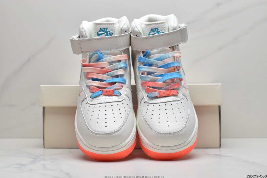 200 耐克Nike Air Force 1 Low ’07 米橙蓝配色高帮空军一号休闲板鞋CT1989-103