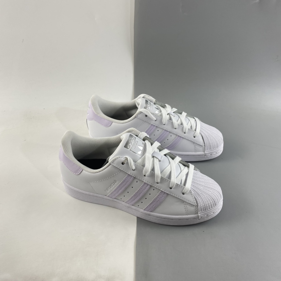 P180  Adidas  Originals Superstar 贝壳头浅紫银标休闲板鞋 21款银标 FV3374