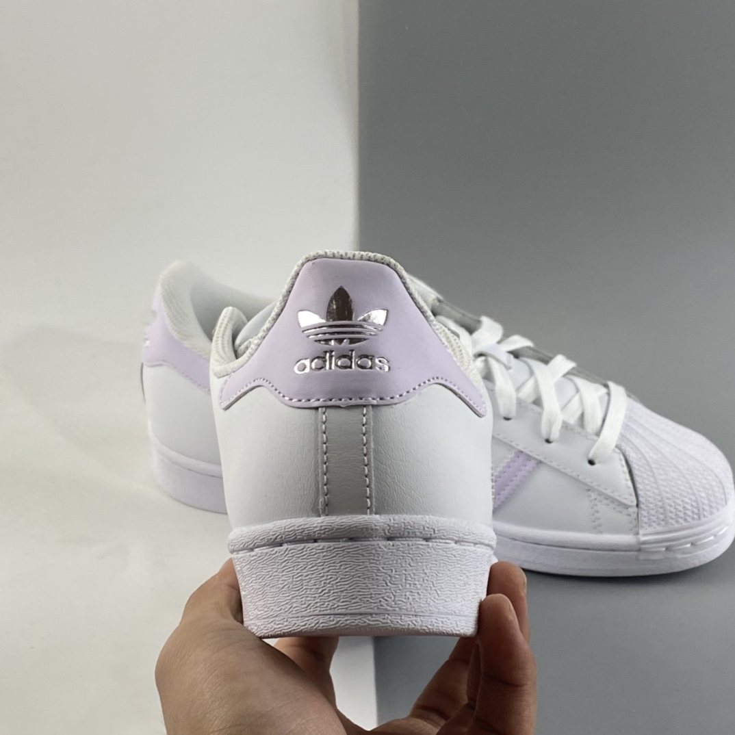 P180  Adidas  Originals Superstar 贝壳头浅紫银标休闲板鞋 21款银标 FV3374