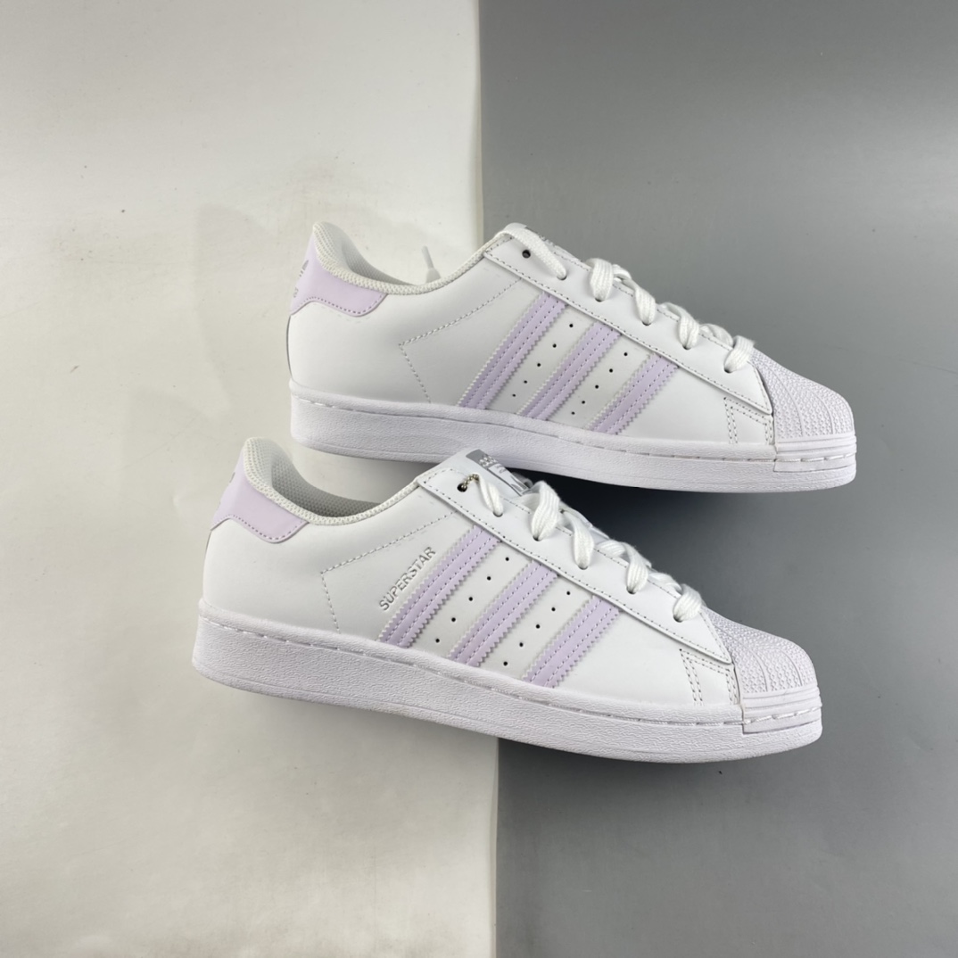 P180  Adidas  Originals Superstar 贝壳头浅紫银标休闲板鞋 21款银标 FV3374