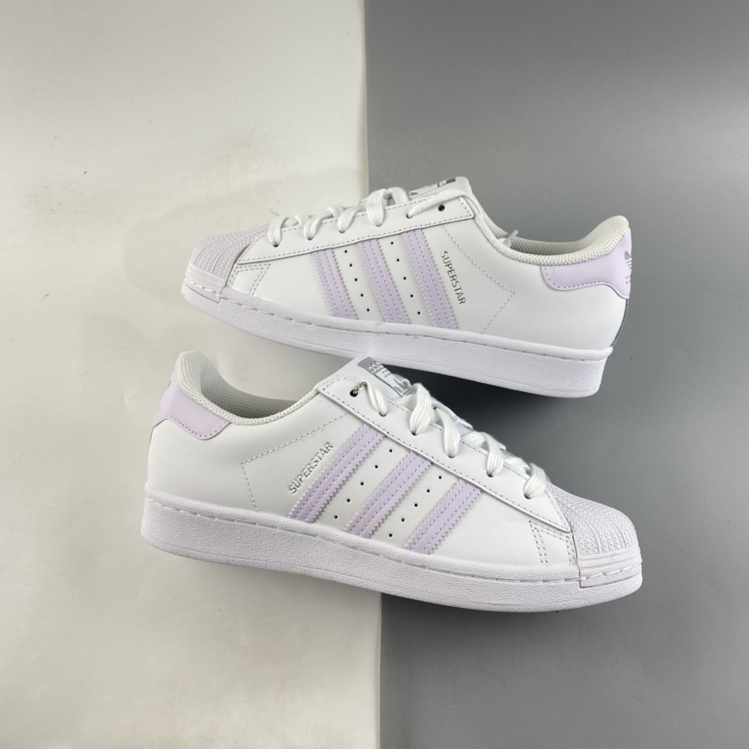 P180  Adidas  Originals Superstar 贝壳头浅紫银标休闲板鞋 21款银标 FV3374