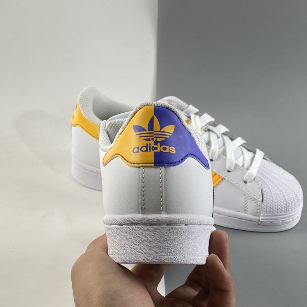 P180  Adidas  Originals Superstar 贝壳头鸳鸯荧光黄蓝标休闲板鞋 FX5529