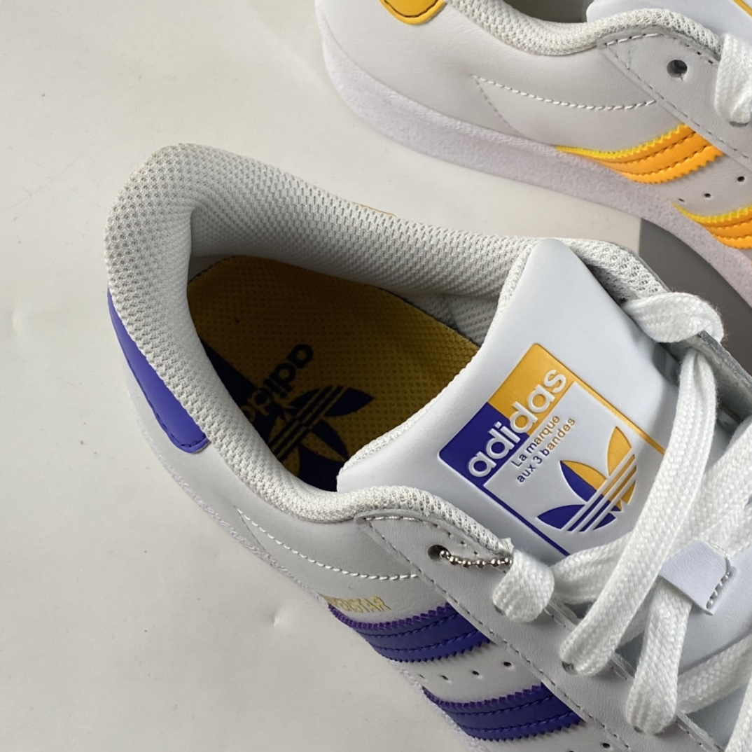P180  Adidas  Originals Superstar 贝壳头鸳鸯荧光黄蓝标休闲板鞋 FX5529