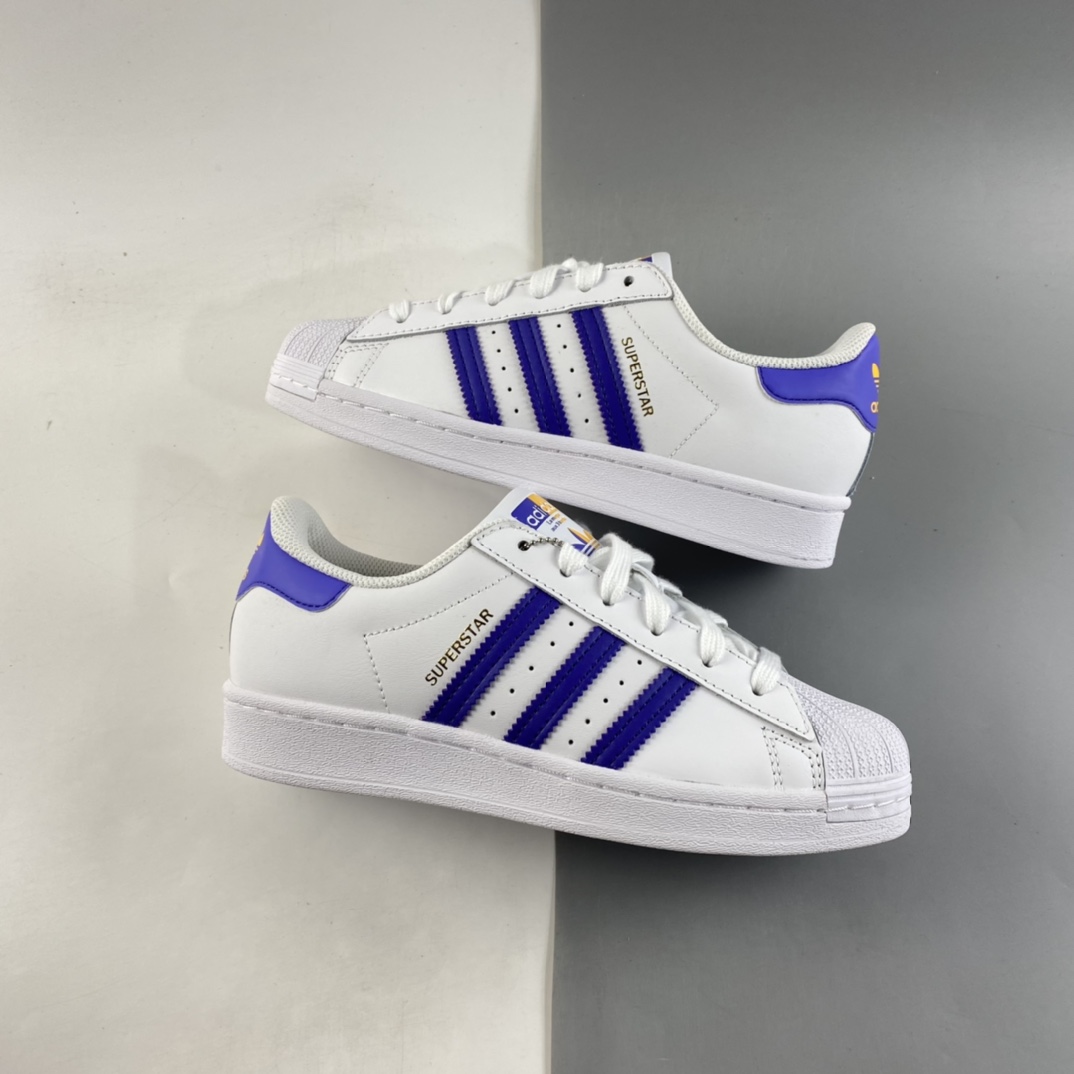 P180  Adidas  Originals Superstar 贝壳头鸳鸯荧光黄蓝标休闲板鞋 FX5529