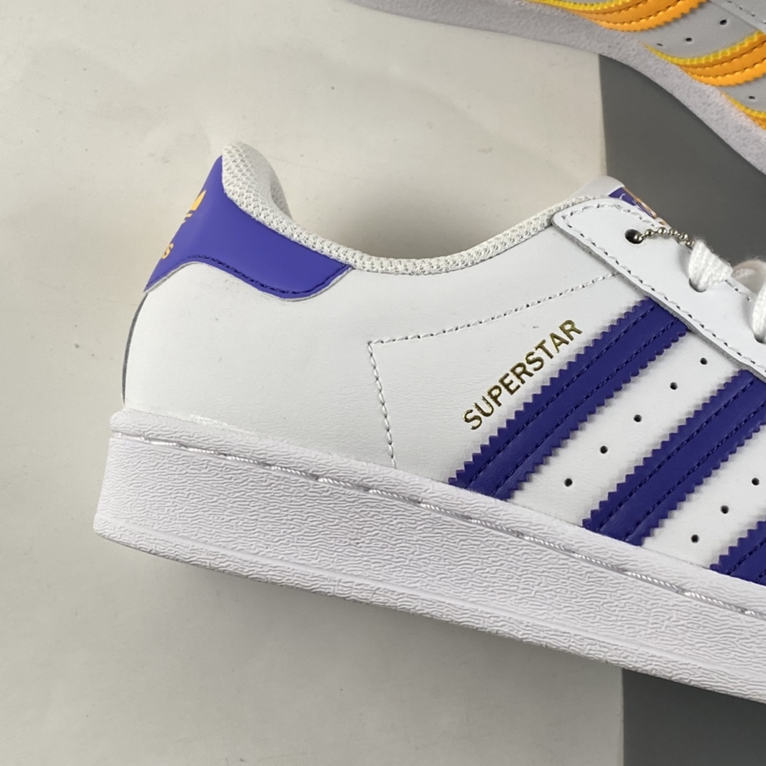 P180  Adidas  Originals Superstar 贝壳头鸳鸯荧光黄蓝标休闲板鞋 FX5529
