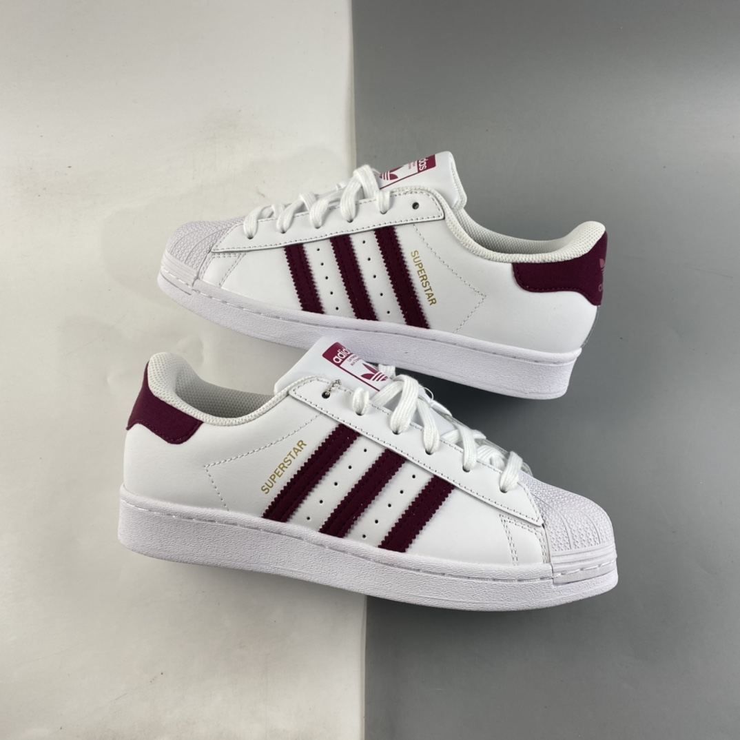 P180 Adidas  Originals Superstar 贝壳头尼绒酒红标休闲板鞋 S42645