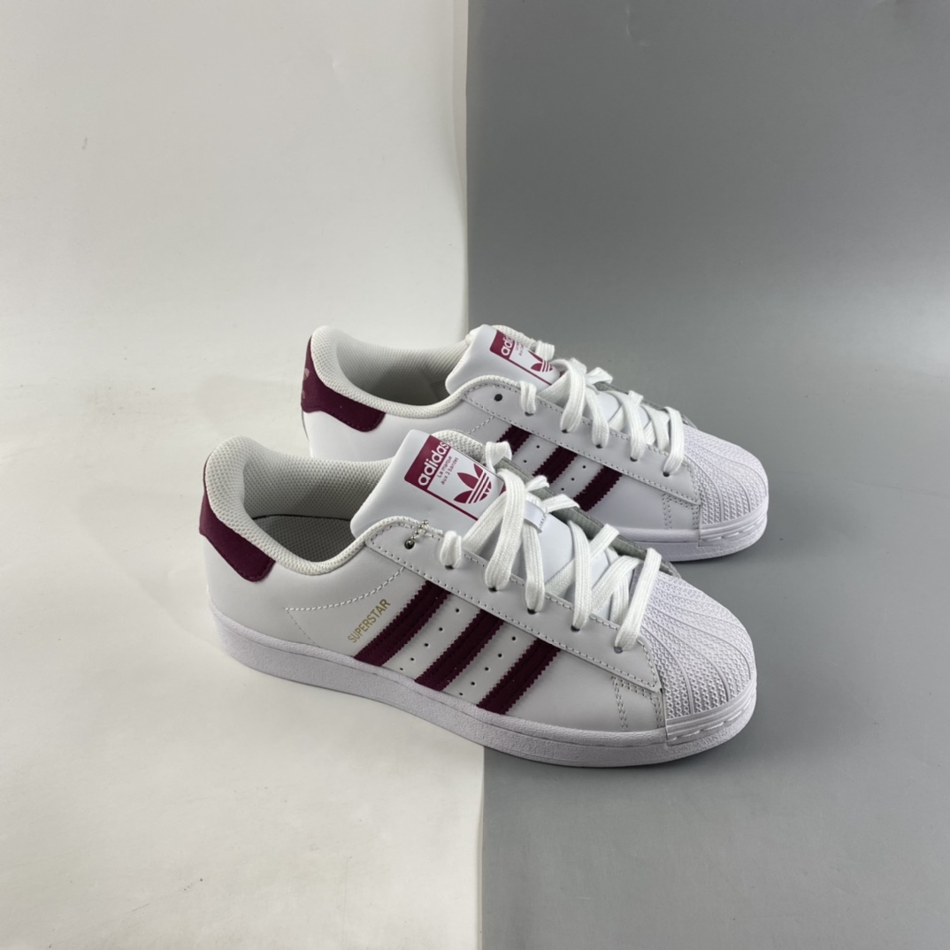 P180 Adidas  Originals Superstar 贝壳头尼绒酒红标休闲板鞋 S42645