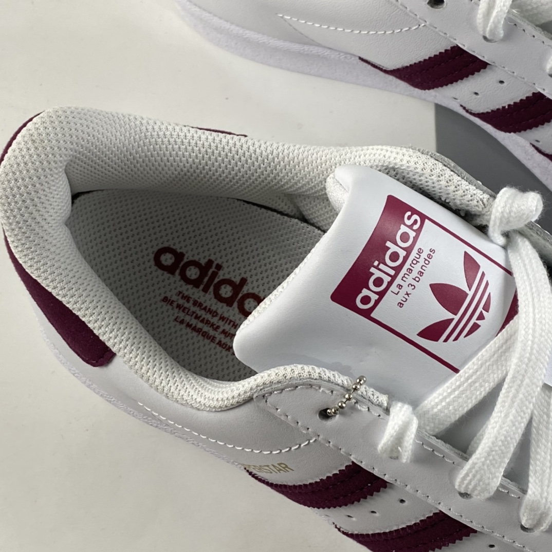 P180 Adidas  Originals Superstar 贝壳头尼绒酒红标休闲板鞋 S42645