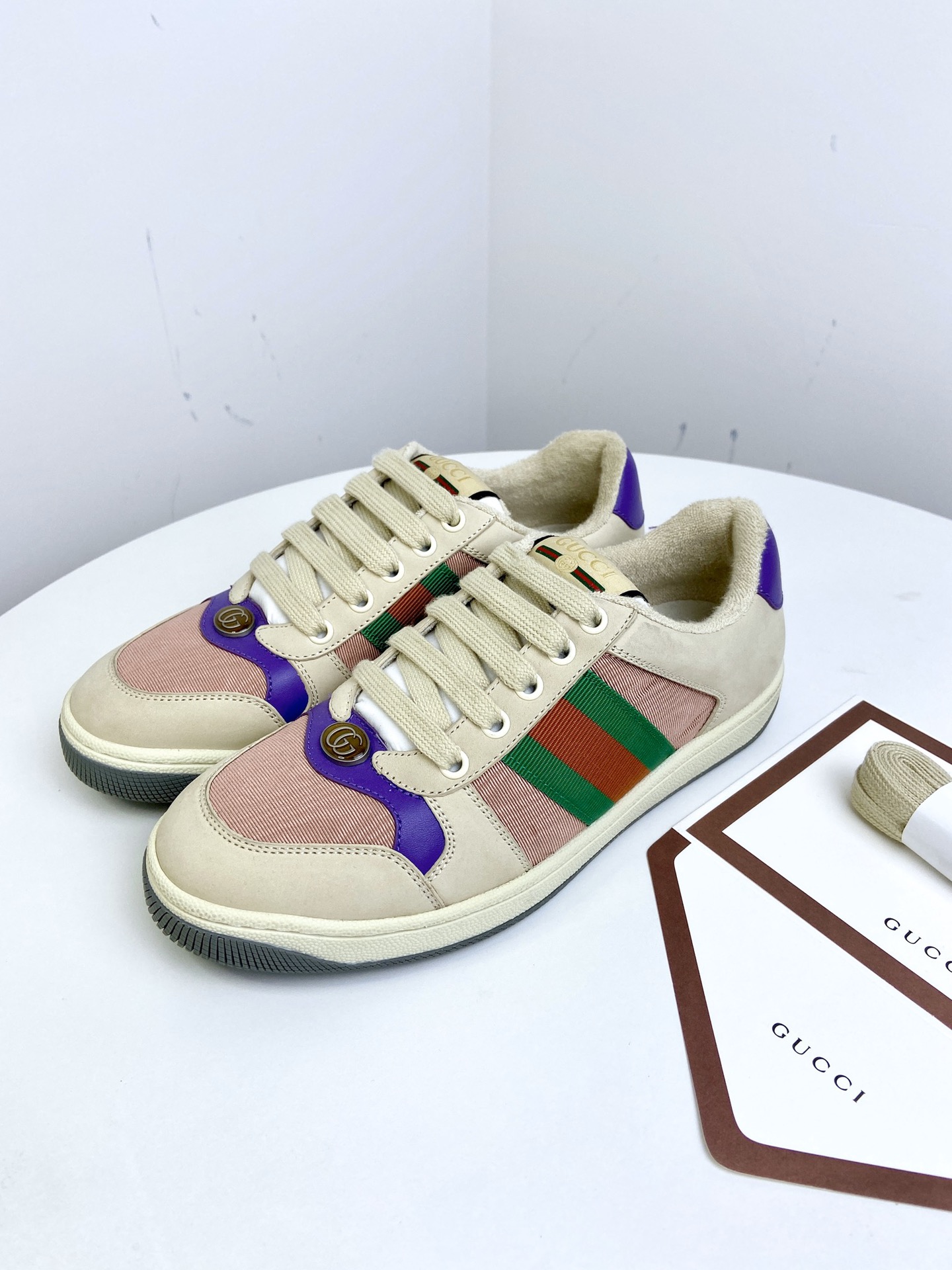 Gucci Skateboard Shoes Splicing Women Cowhide TPU Spring Collection Fashion Casual
