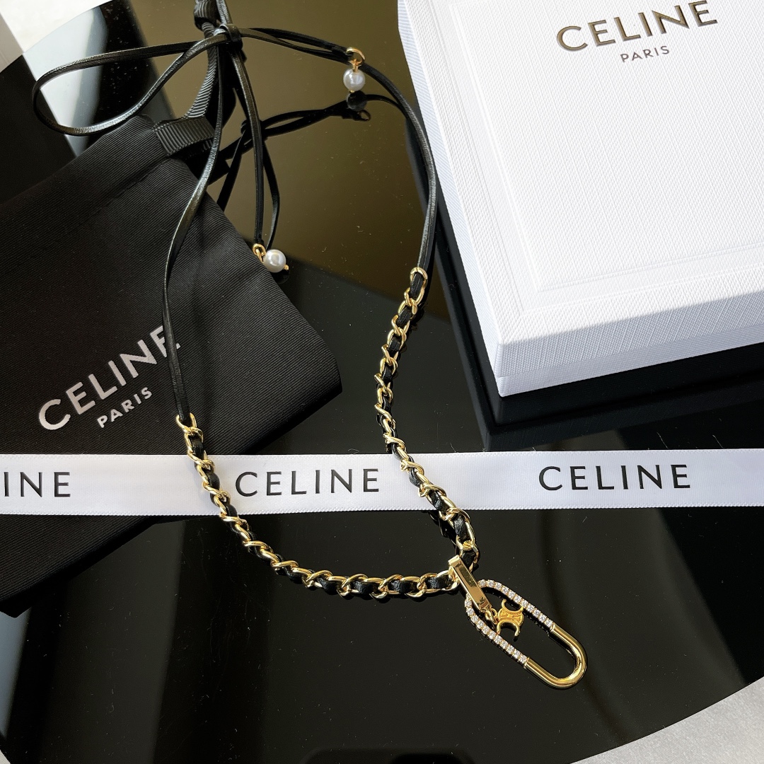 Fashion Replica
 Celine Jewelry Necklaces & Pendants Luxury Replica Designers
 Yellow Engraving Brass