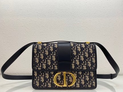High Quality AAA Replica Dior Bags Handbags Blue Gold Printing Vintage Cowhide Oblique