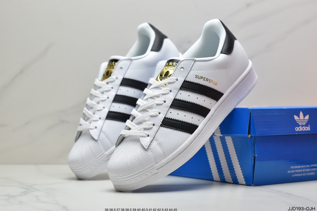 130  阿迪达斯/Adidas Originals Superstar”White/Black/Gold”贝壳头经典百搭休闲运动板鞋 EG4958