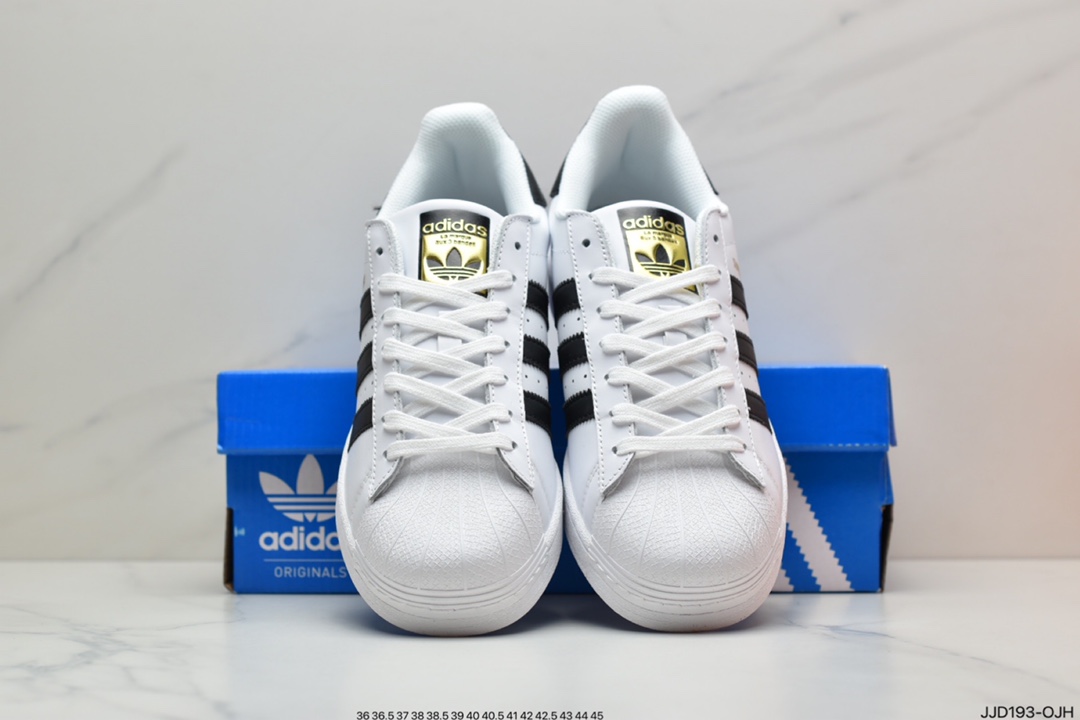 130  阿迪达斯/Adidas Originals Superstar”White/Black/Gold”贝壳头经典百搭休闲运动板鞋 EG4958