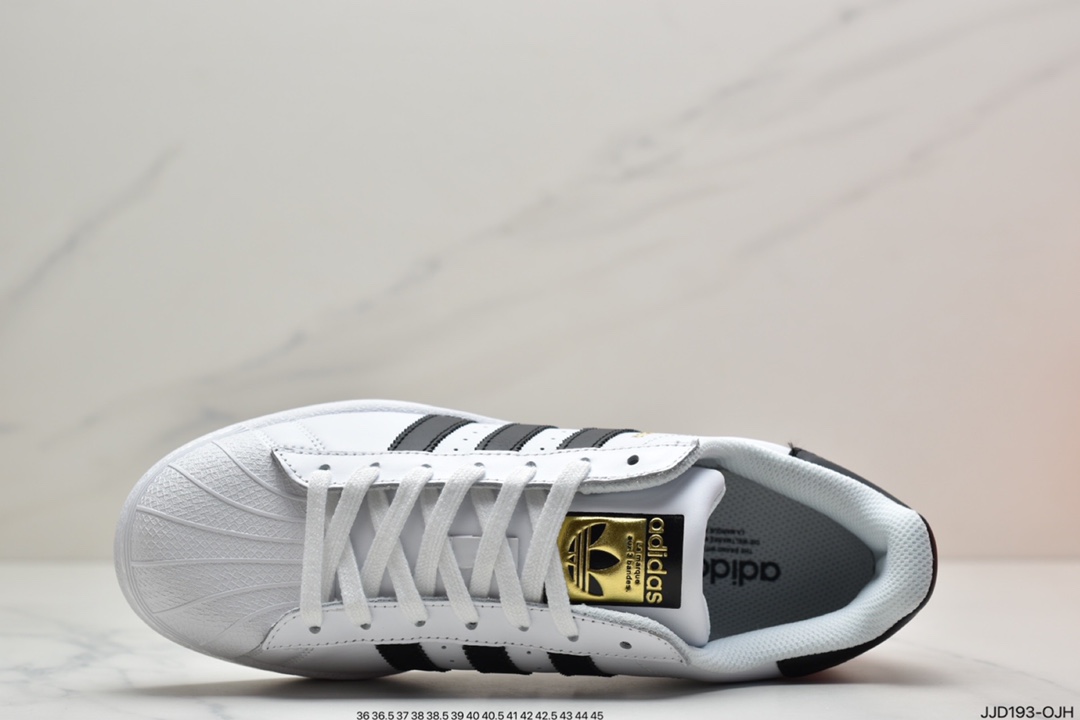 130  阿迪达斯/Adidas Originals Superstar”White/Black/Gold”贝壳头经典百搭休闲运动板鞋 EG4958