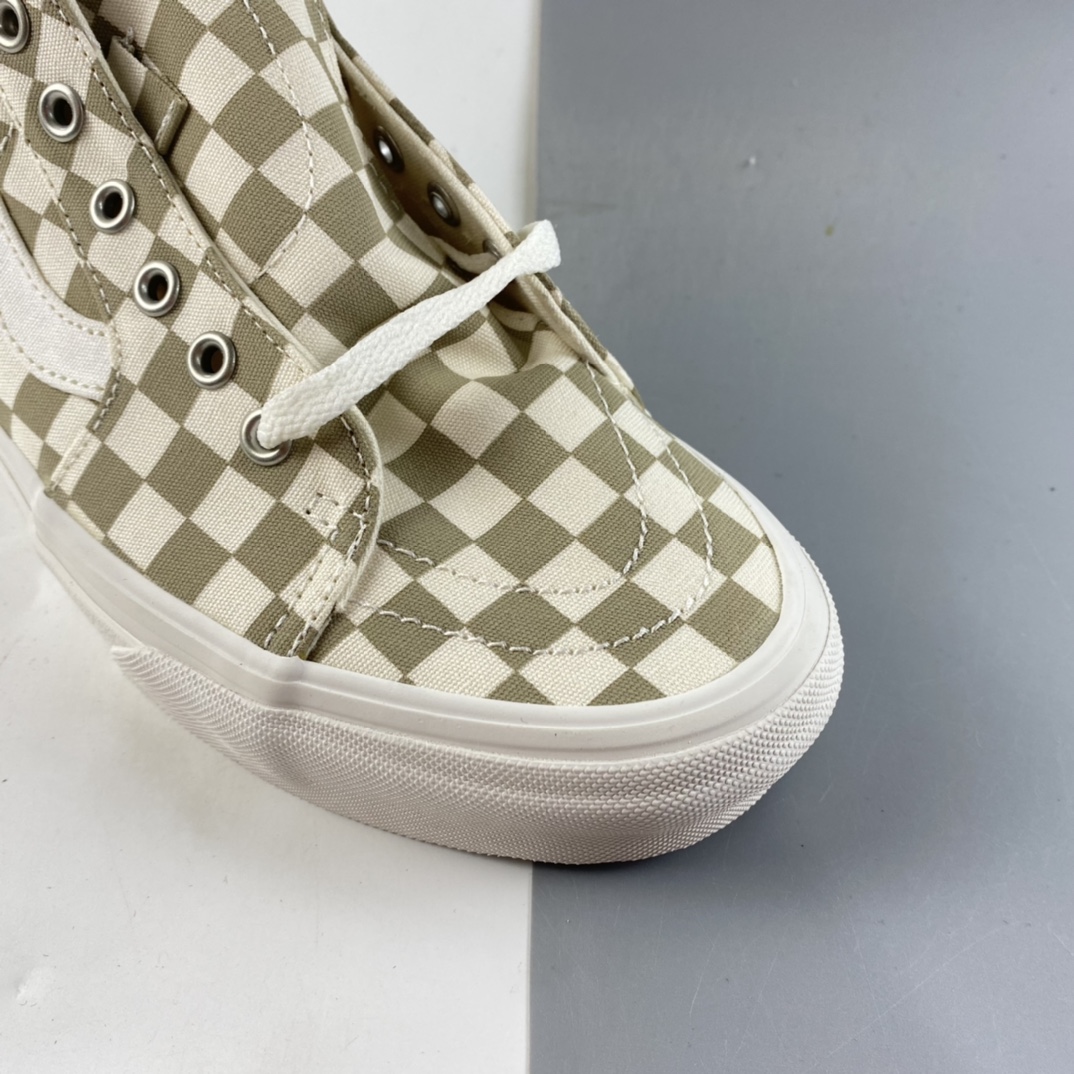 P150  Vans  SKate SK8-Hi 奶茶色格子高帮职业滑板鞋 VN0A4U169F01