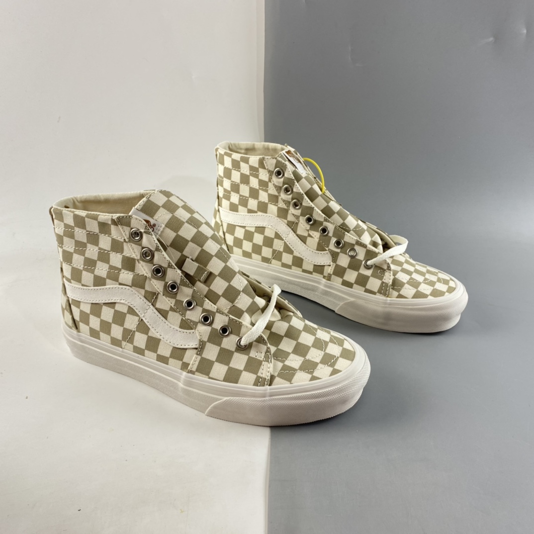 P150  Vans  SKate SK8-Hi 奶茶色格子高帮职业滑板鞋 VN0A4U169F01