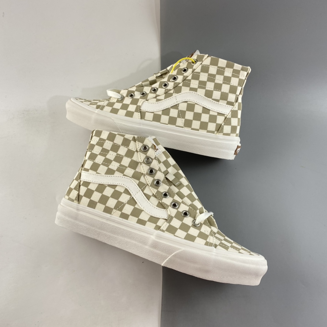 P150  Vans  SKate SK8-Hi 奶茶色格子高帮职业滑板鞋 VN0A4U169F01
