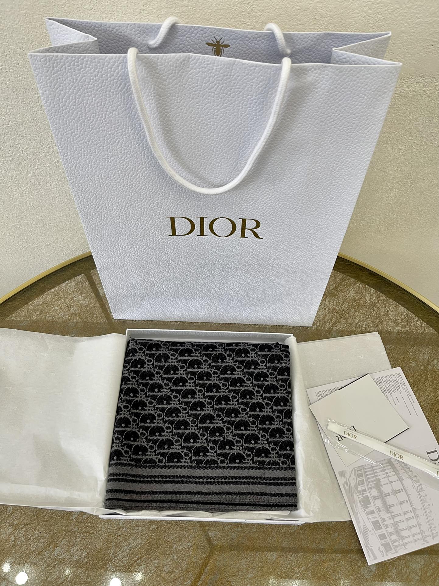 Dior迪奥Oblique 印花男士羊绒围巾93E0008A0320_C585