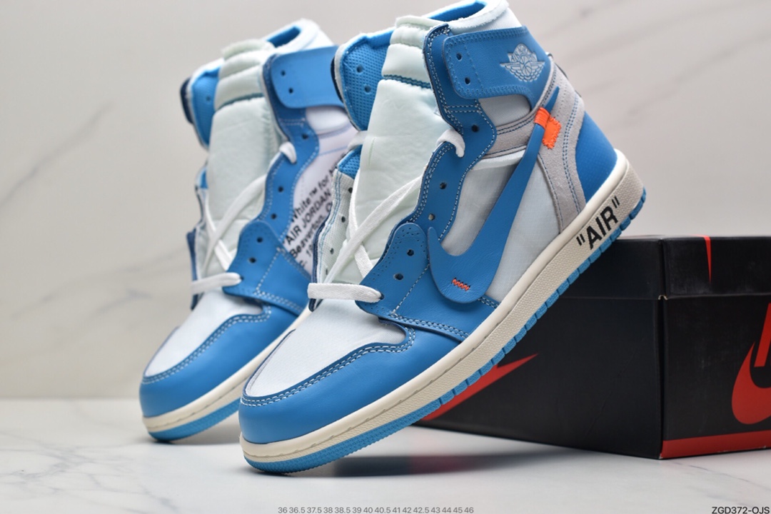 290 经典来袭OFF-WHITE x Air Jordan OW AJ1 OW 联名北卡蓝/联名芝加哥白红 /白联名 AQ0818-148