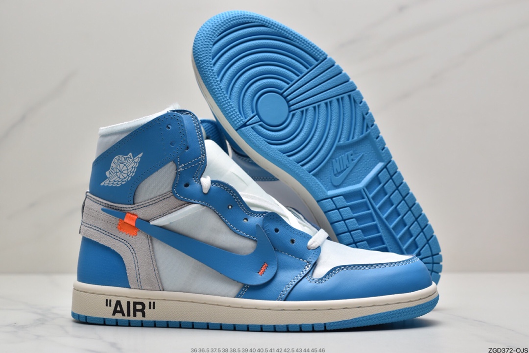 290 经典来袭OFF-WHITE x Air Jordan OW AJ1 OW 联名北卡蓝/联名芝加哥白红 /白联名 AQ0818-148