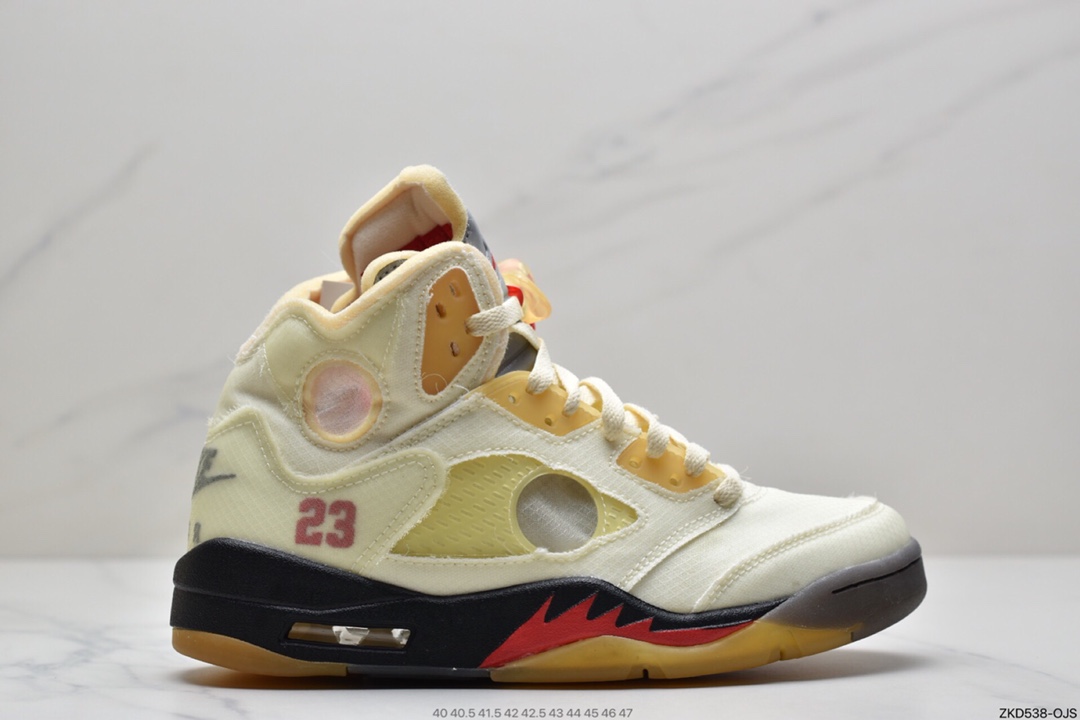 270 OFF-WHITE x Air Jordan 5 Retro SP “Sail”   高帮 黑金属 流川枫 高邦 AJ5 DH8565-100
