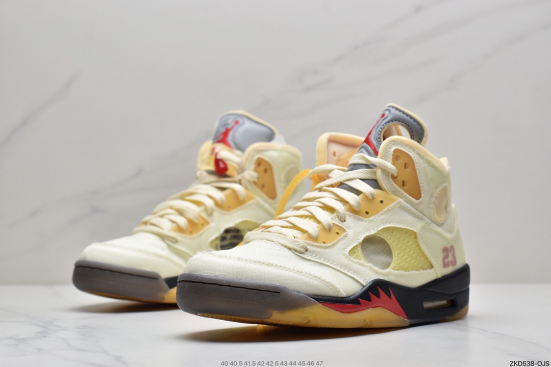 270 OFF-WHITE x Air Jordan 5 Retro SP “Sail”   高帮 黑金属 流川枫 高邦 AJ5 DH8565-100
