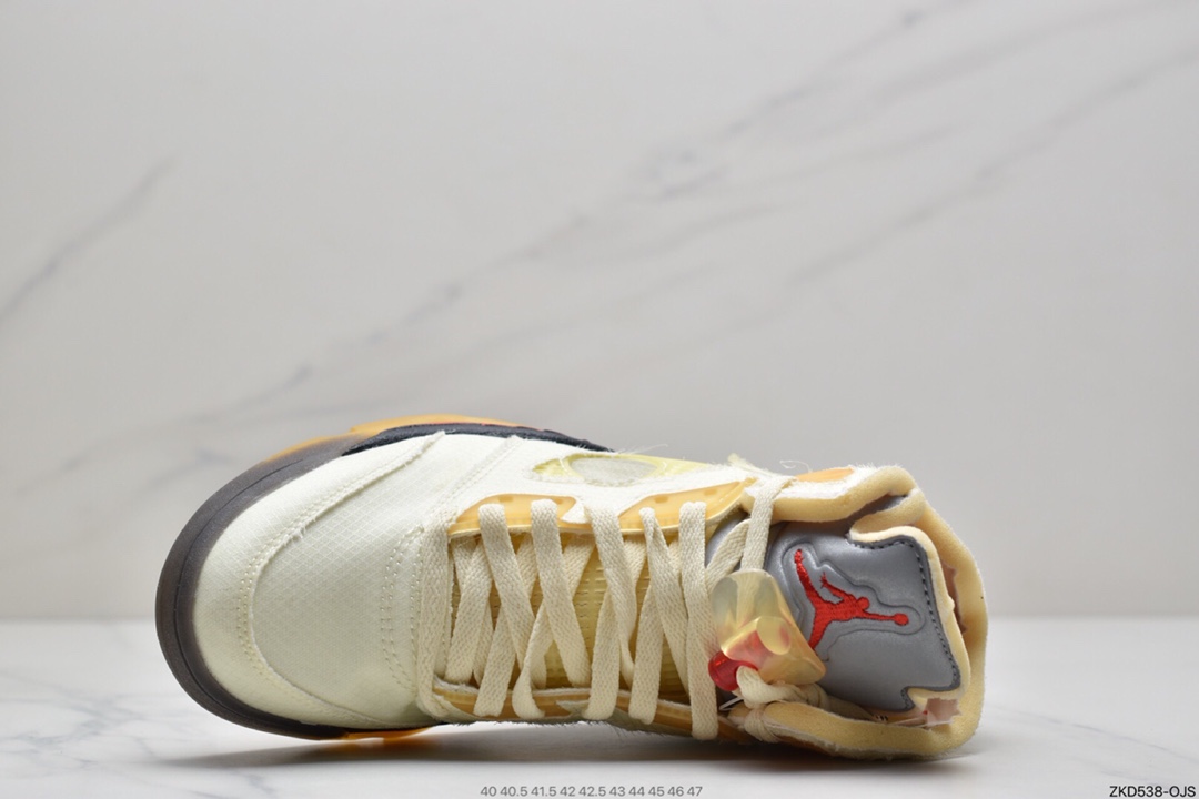 270 OFF-WHITE x Air Jordan 5 Retro SP “Sail”   高帮 黑金属 流川枫 高邦 AJ5 DH8565-100