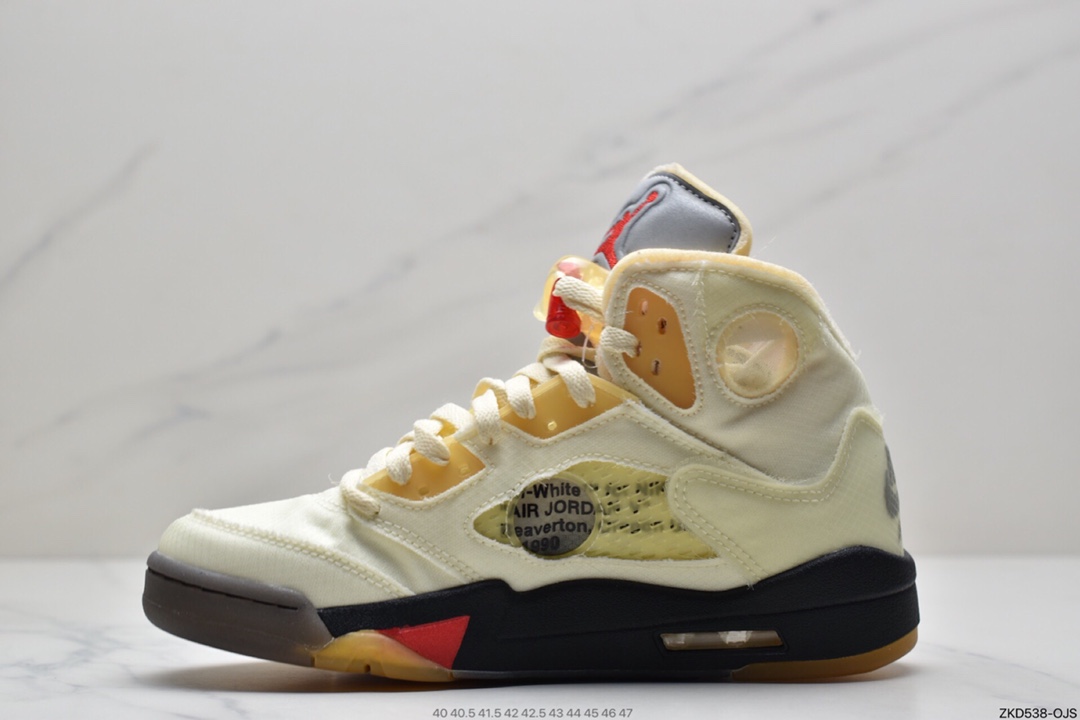 270 OFF-WHITE x Air Jordan 5 Retro SP “Sail”   高帮 黑金属 流川枫 高邦 AJ5 DH8565-100